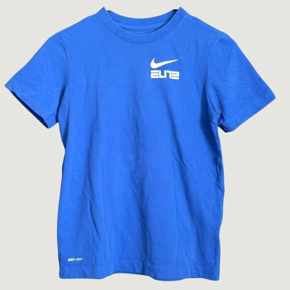Nike Elite Boys Dri-FIT T-Shirt Royal Blue Short Sleeve Basketball Tee Size M